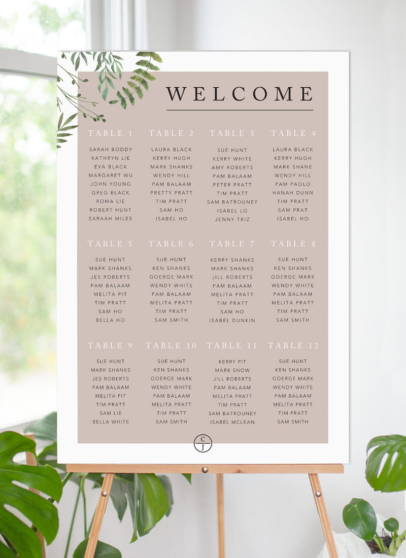 Botanical Fun Seating Chart by Joy
