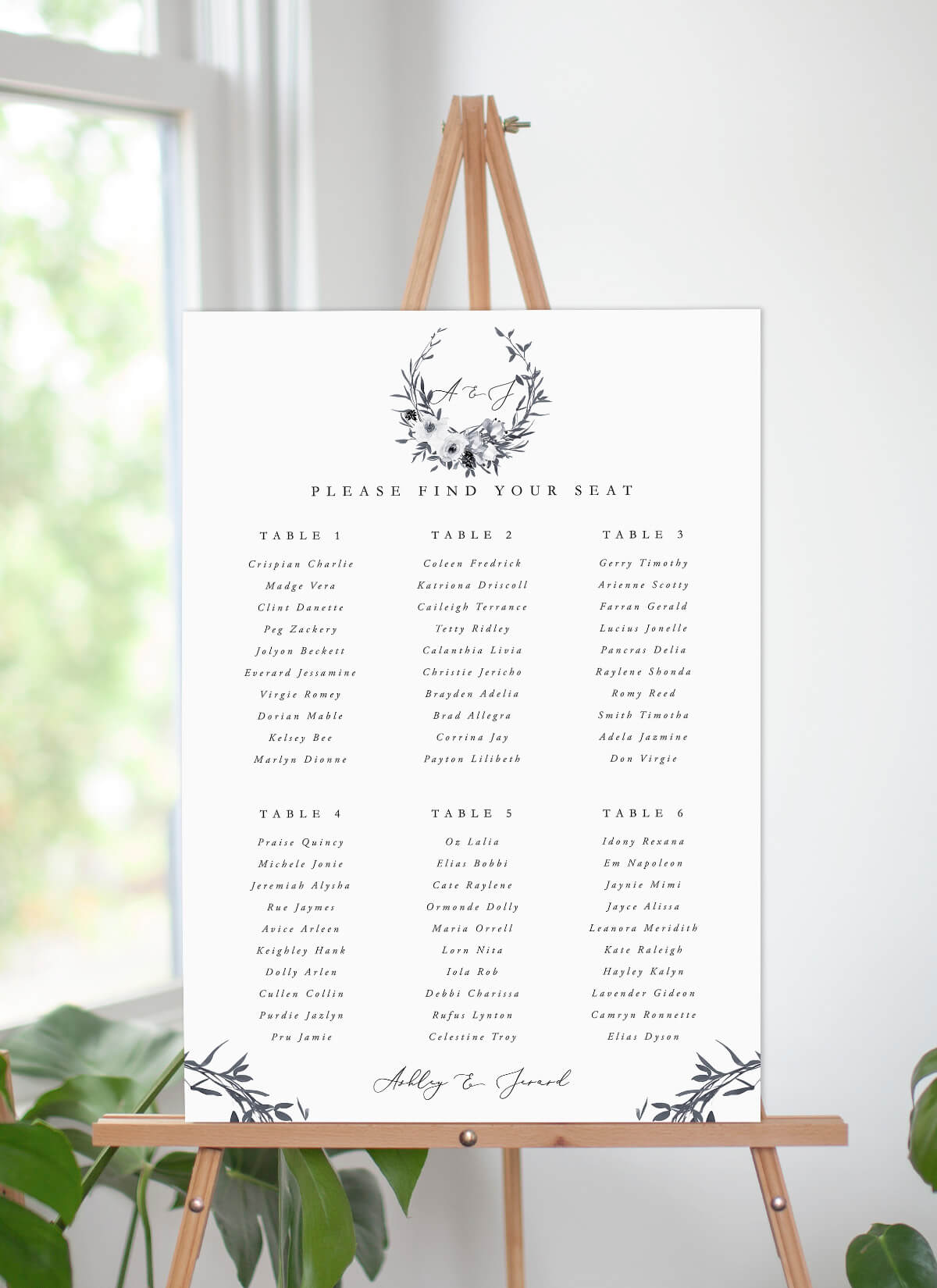 Floral Crown Classic Seating Chart by Joy