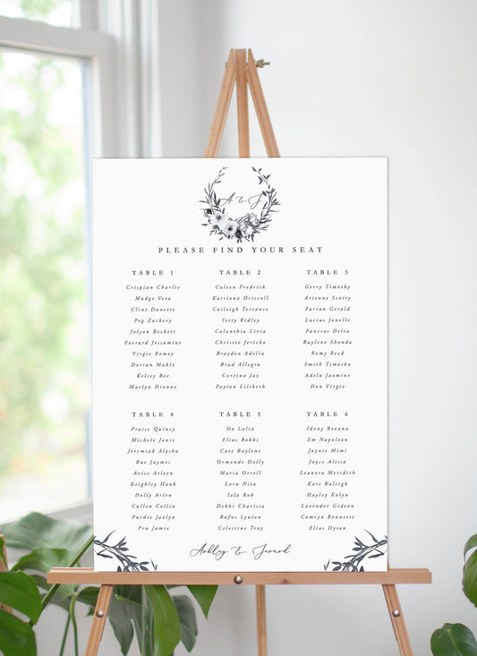 Floral Crown Classic Seating Chart by Joy