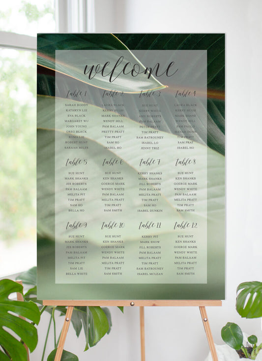 Tropical Leaves Seating Chart by Inggrid H.