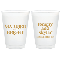 Married And Bright Wedding Frosted Plastic Cups