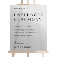 Minimalist Unplugged Wedding Ceremony Sign