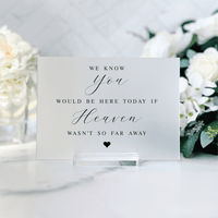 If Heaven Wasn't So Far Away Memorial Acrylic Wedding Sign