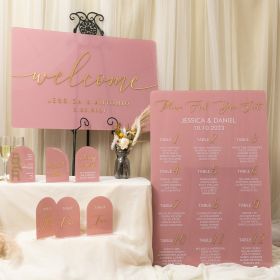 Elegant Pastel Blush Customizable Acrylic Welcome Sign Suit Package CSP028