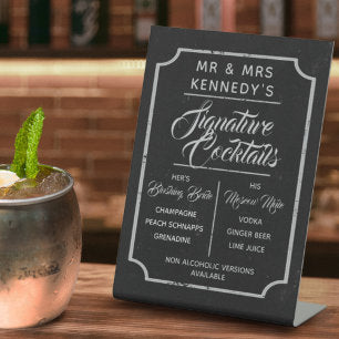 Signature Cocktails Chalkboard Wedding Drinks Pedestal Sign