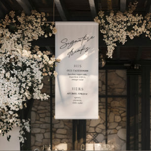 Signature Drinks Minimalist Black & White Bar Menu Banner