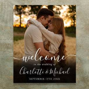 Signature Script Photo Wedding Welcome Sign