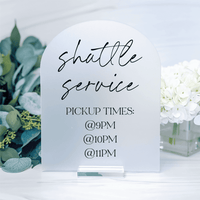 Shuttle Service Wedding Transportation Acrylic Sign