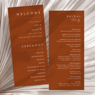 Simple Desert Terracotta Wedding Program