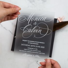 Simple Elegant Callligraphy Frosted Acrylic Wedding Invitations CAM026