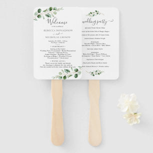 Simple Eucalyptus Greenery Wedding Program Hand Fan