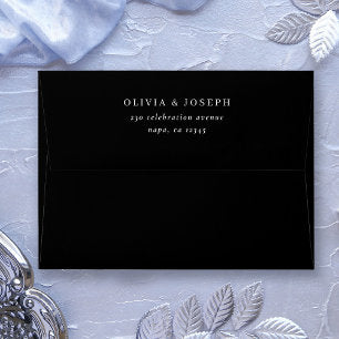 Simple Modern and Minimalist Black Wedding Envelope