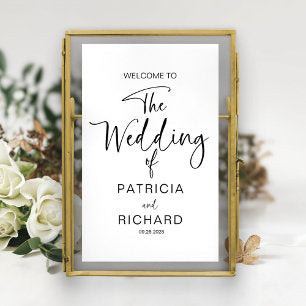 Simple Modern Calligraphy Wedding Welcome Poster