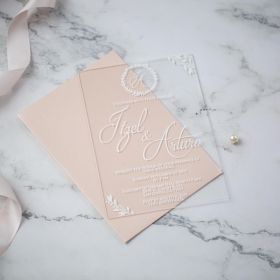 Simple Monogram Calligraphy 1mm Acrylic Wedding Invitations CAX011