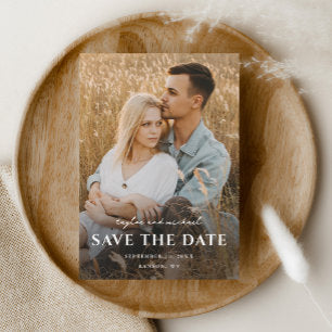 Simple Script Names Photo Wedding Save The Date