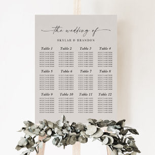 Simple Solid Off White Guest Seating Chart Sign