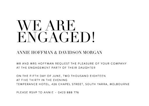 Serif Stroke Engagement Invitations by Yunita Y.