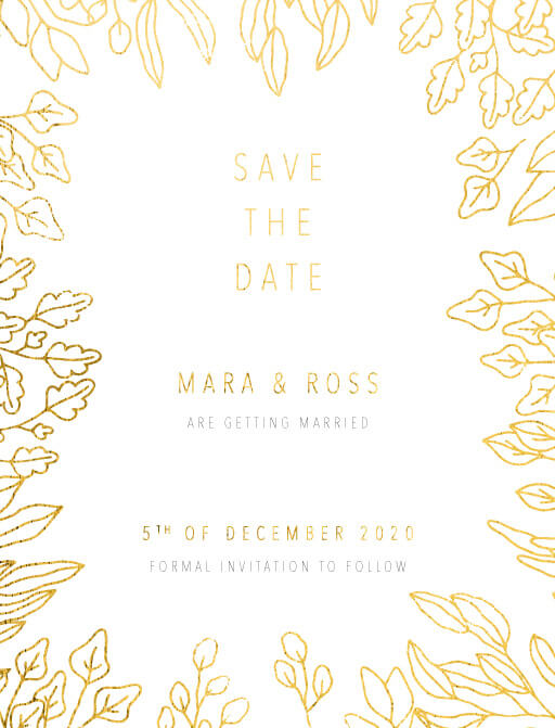 Gold Foil Frame Save The Date Cards by Joy