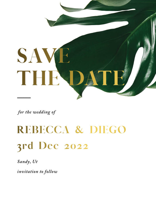 Monstera Save The Date Cards by Inggrid H.