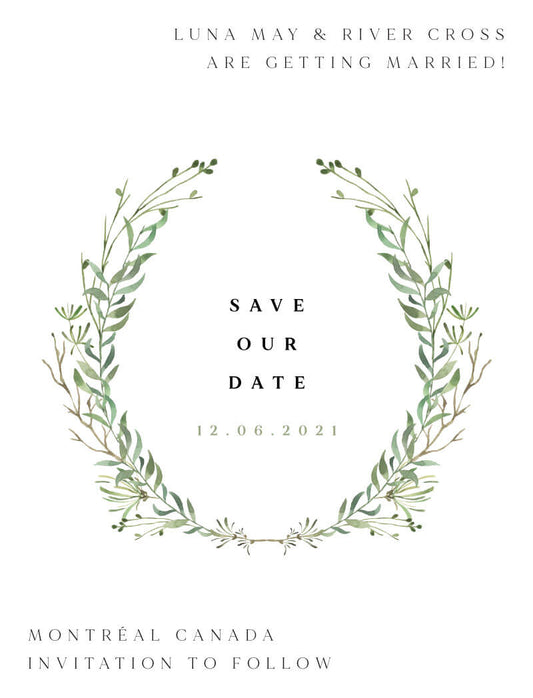 Natural Greenery Save The Date Cards by Joy