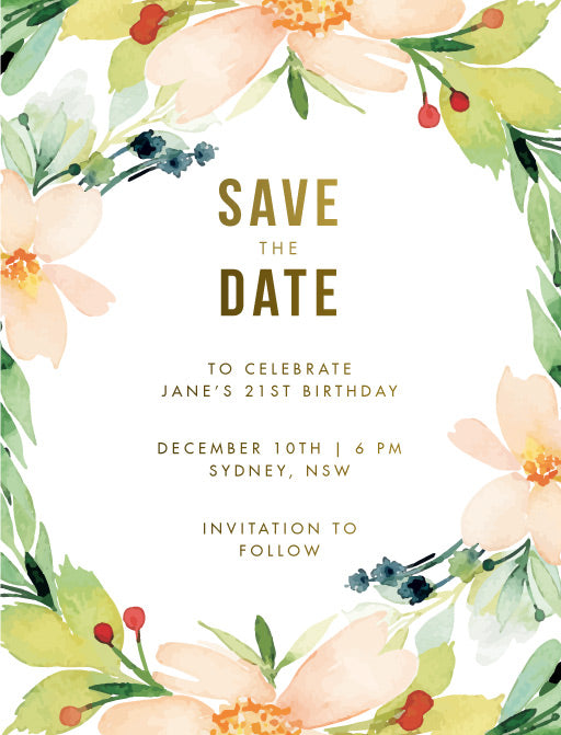 Floral Edge Save The Date Cards by Inggrid H.