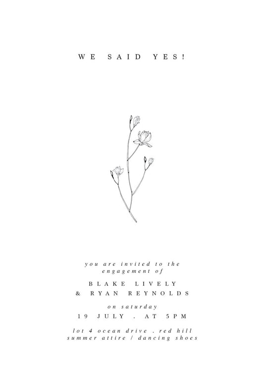 Sweet Magnolia Engagement Invitations by Shab M.