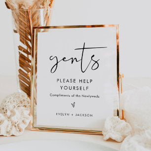 STELLA Wedding Mens Bathroom Basket Goodies Sign