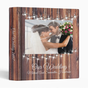 String Lights Barnwood Wedding 3 Ring Binder