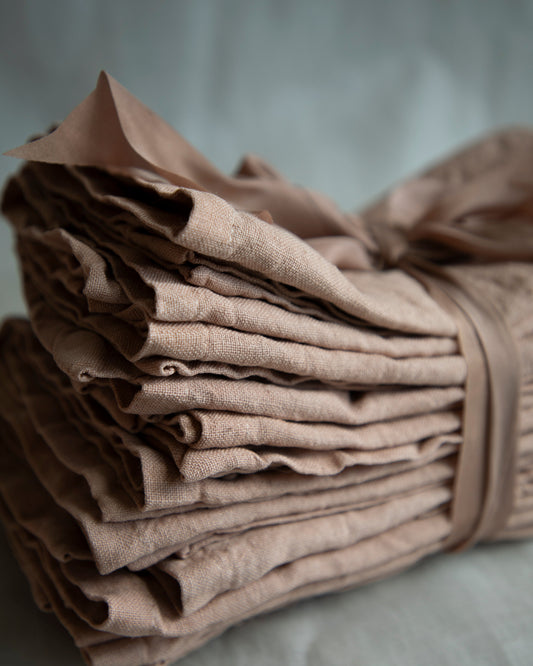 Coral-Rose Linen Napkins | Set Of 13 Napkins
