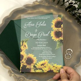 Sunflower Themed Acrylic Wedding Invites with White Wordings CA023