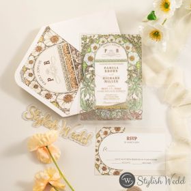 Vintage Byzantine Magnolia Acrylic Wedding Invitation Swal128