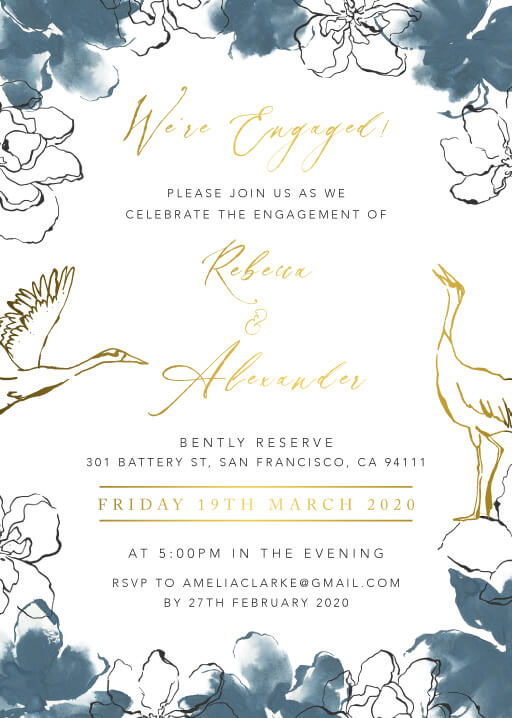 Swan Frame Engagement Invitations by Joy