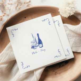 Sweet Whimsical Handwritten Illustrated Wedding Napkins