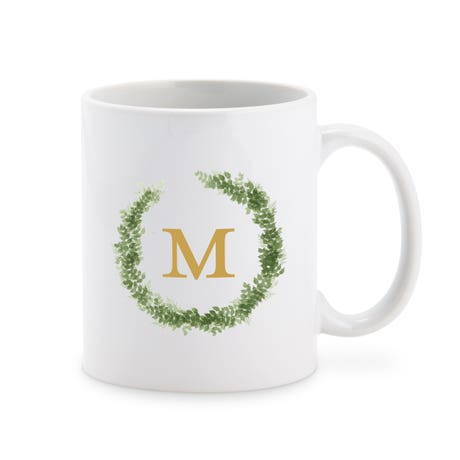 Custom Printed White 11 oz. Ceramic Coffee Mug - Love Wreath