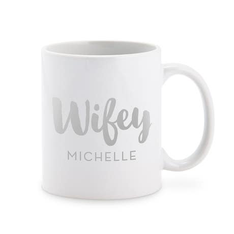 Custom White Ceramic Coffee Mug - Wifey