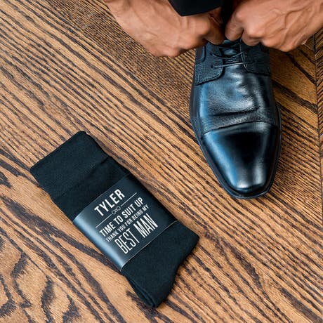 Personalized Men's Socks Wedding Gift - Suit Up