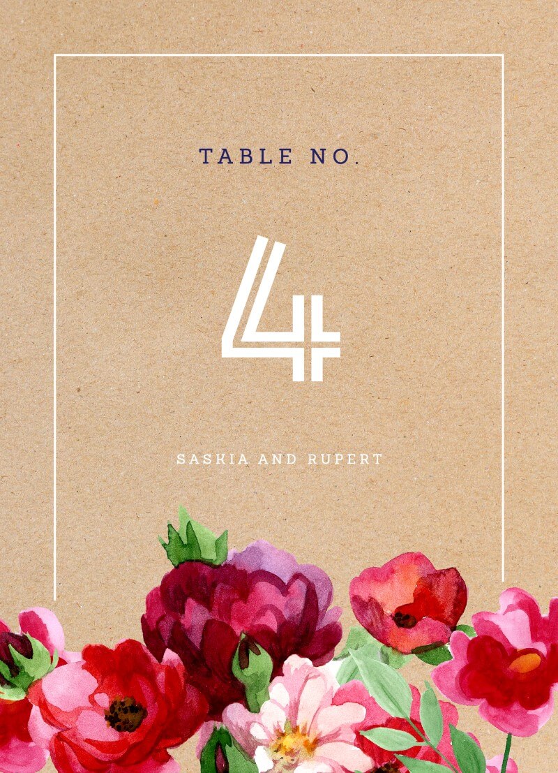 Rustic Red FlowersTable Number by Amelia S.