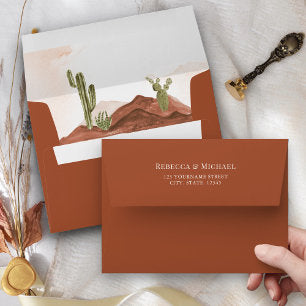 Terracotta Desert Cactus Wedding Envelope