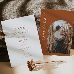Terracotta Rust Burnt Orange Photo Save the Dates Save The Date