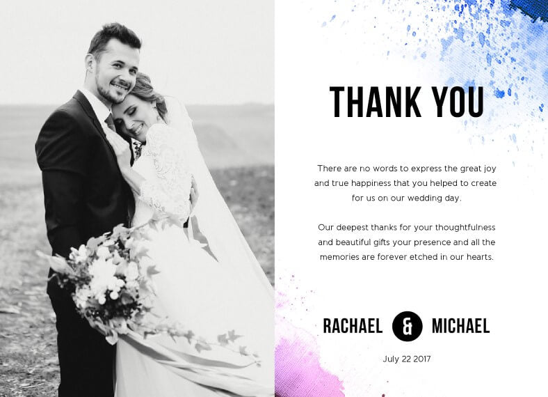 Watercolour Splash Thank You Card by Phabo R.