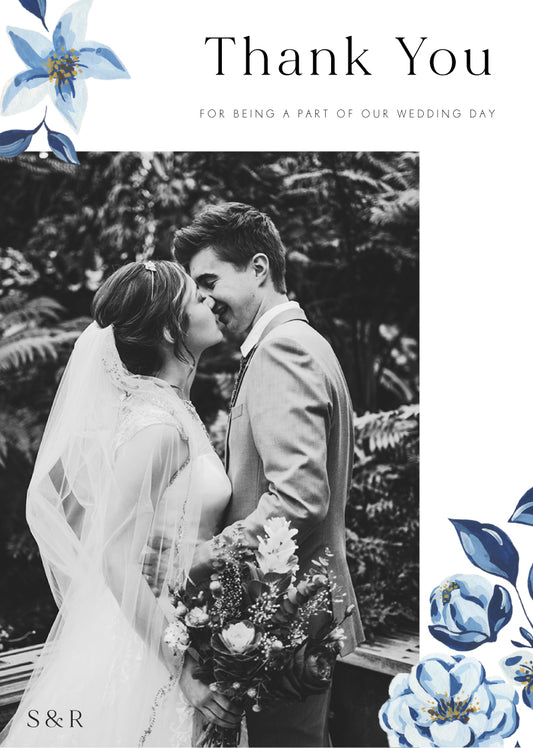 Blue Acrylic Floral Thank You Card by Joy