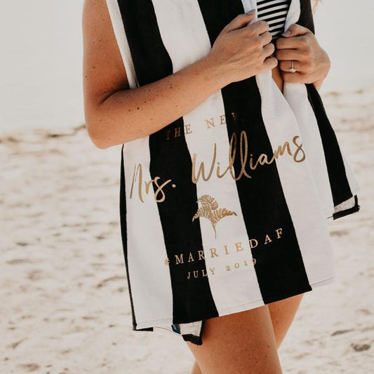 Personalized Bride Beach Towel Custom Honeymoon Gift for the New Mrs.