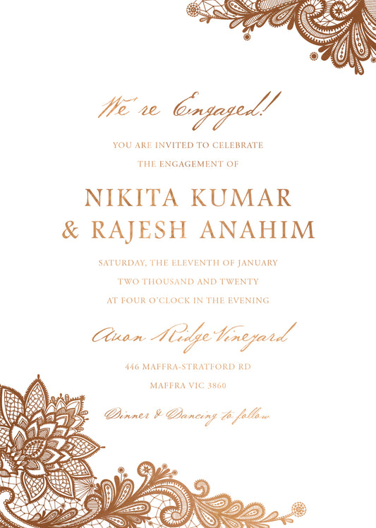 Tirumana Henna Engagement Invitations by Phabo R.