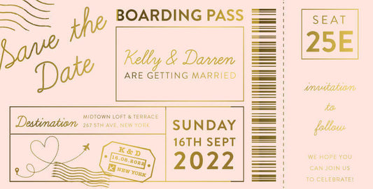Travel Ticket Save The Date Cards by Yunita Y.