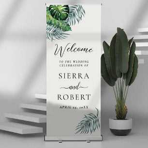 Tropical Calligraphy Wedding Welcome Retractable Banner