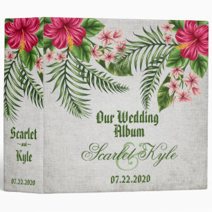 Tropical Flowers & Leaves Wedding Album Binder