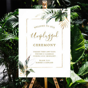 Tropical Foliage Unplugged Wedding Ceremony Foam Board