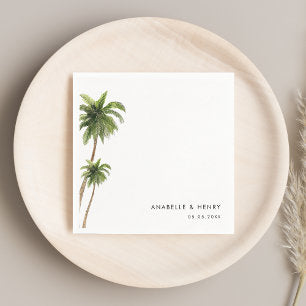 Tropical Palm Trees Exotic Minimalist Wedding Napkins
