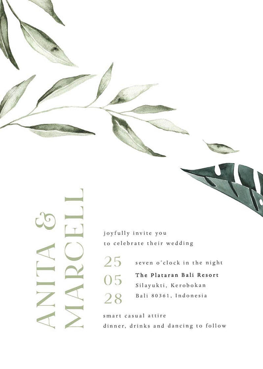 Tropical Botanical Wedding Invitations by Joy