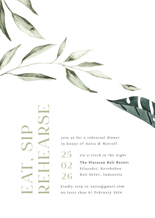 Tropical Botanical Wedding Rehearsal Invitation by Joy